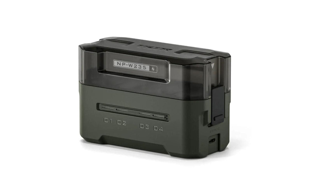 Tilta Tragbare Ladestation Akkulader – für Fujifilm NP-W235 – 1× USB-C 45W, Display, Grün