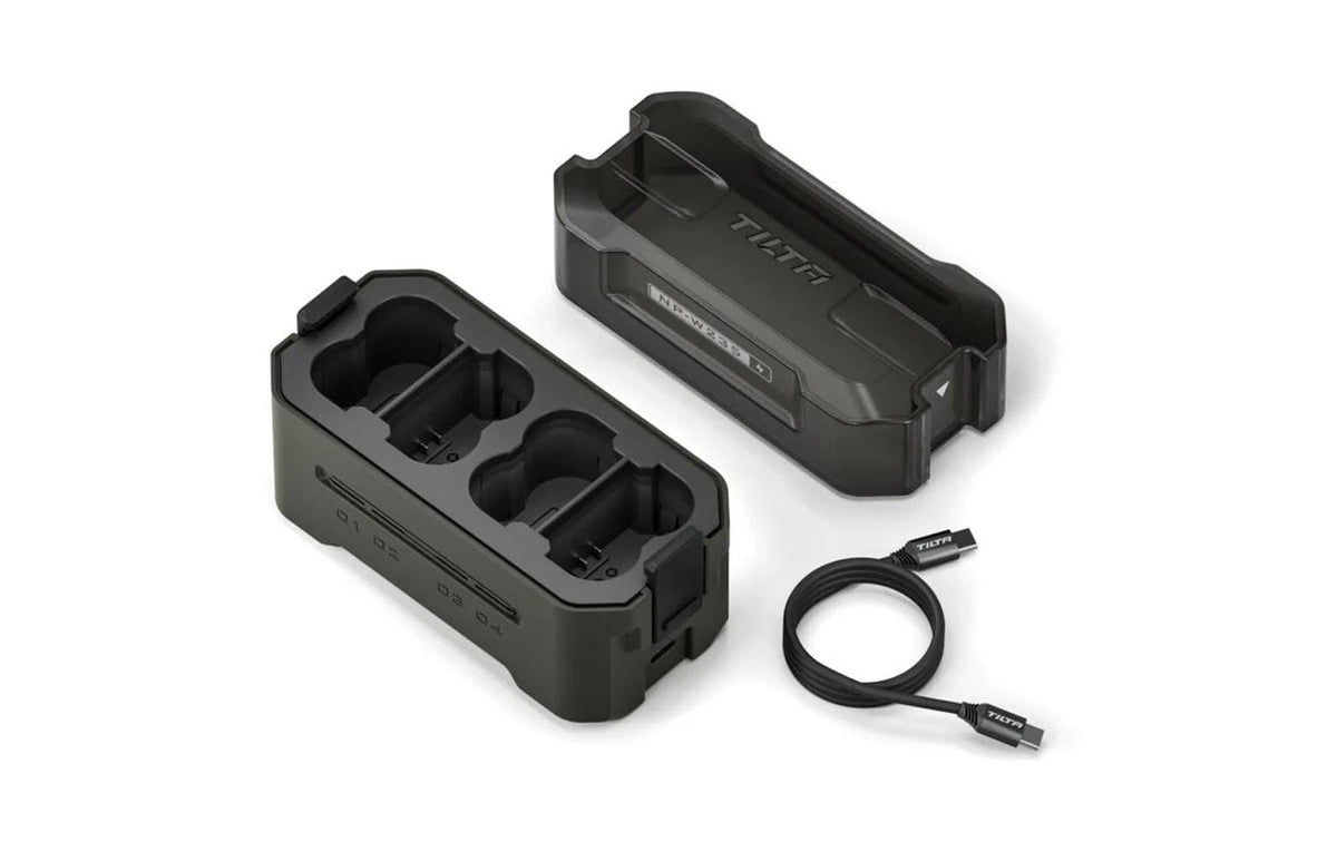 Tilta Tragbare Ladestation Akkulader – für Fujifilm NP-W235 – 1× USB-C 45W, Display, Grün