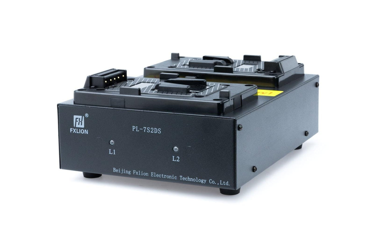 Fxlion V-Mount Akkulader – für V-Mount Akkus – 2-fach, 26 V, 2 A, DC-Eingang