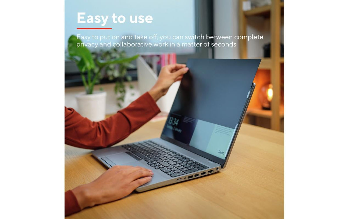 Trust Blickschutzfilter für Laptop 15,6", 16:9 – 344 × 194 mm, Blickschutz von allen 4 Seiten
