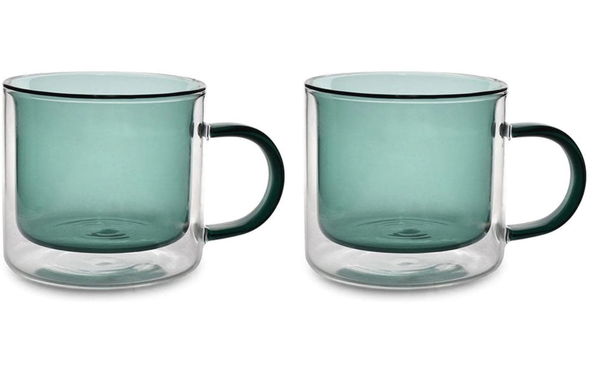 Ona Universaltasse Liv – 270 ml, Ø 8,5 cm, H 7,8 cm, Borosilikatglas, Grün, doppelwandig, mit Henkel