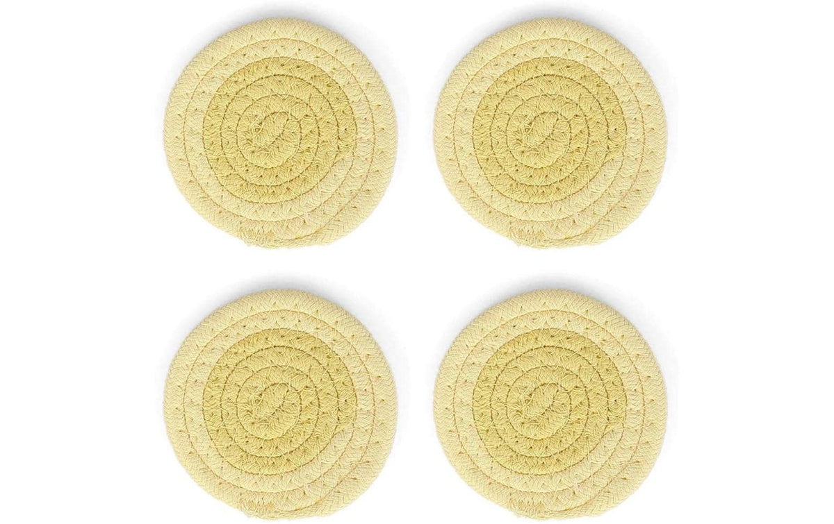 ONA Untersetzer – 4er Set, Ø 10 cm, Baumwolle, Gelb, für Gläser