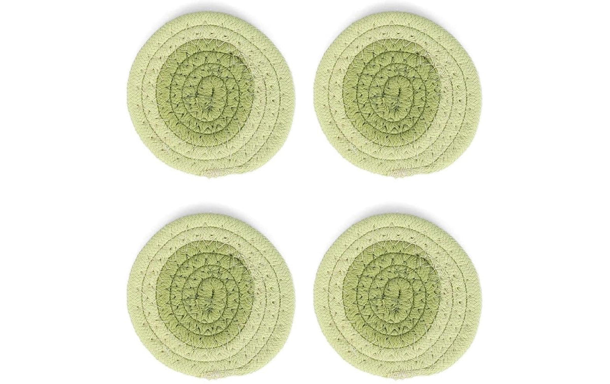 Ona Untersetzer Piff – 4er Set, Ø 10,0 cm, H 0,8 cm, Baumwolle, Grün, für Glas
