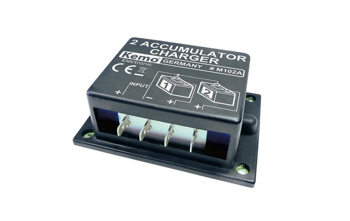 Kemo M102A Batterieladegerät 6–24 V DC – DC/DC-Regler, 10 A Eingang – für SLA, Gel (VRLA), AGM, Nass