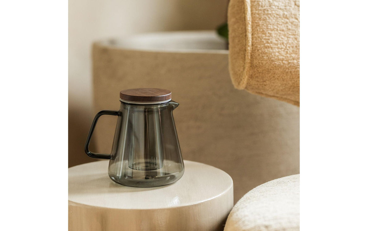 S|p collection SP Collection Luma – Teekanne, 0,9 l, Glas/Holz, Teesieb, Grau