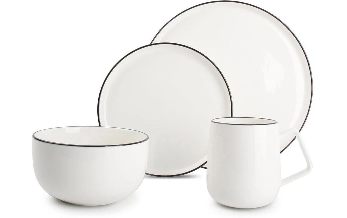 S|p collection SP Collection Geschirrset Studio Base – Set 16-teilig, Ø 26,0 cm, Porzellan, Weiss, spülmaschinenfest