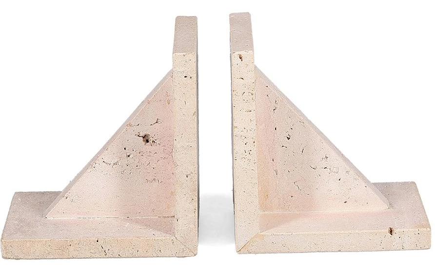 S|p collection SP Collection Opus Buchstützen 130 × 140 mm – Marmor – Beige – 2 Stück