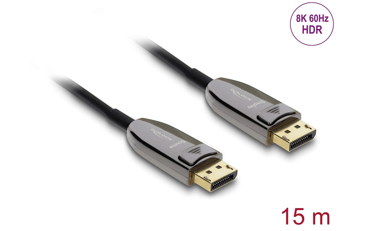 DeLOCK DisplayPort Kabel DP 2.1 – 8K 60 Hz – 15 m – AOC, aktiv