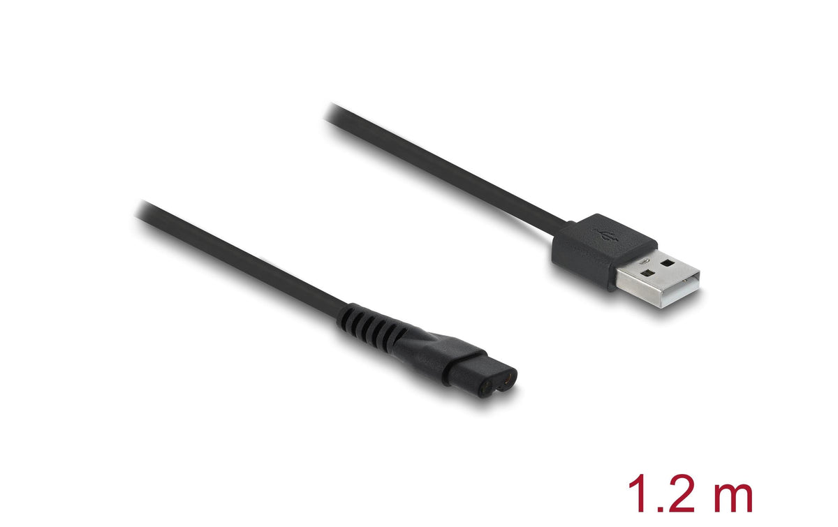 DeLOCK USB-A auf 2-polig Kabel – USB 2.0 (480 Mbit/s) – 1,2 m – Schwarz – für MANSCAPED 2.0/3.0 Serie