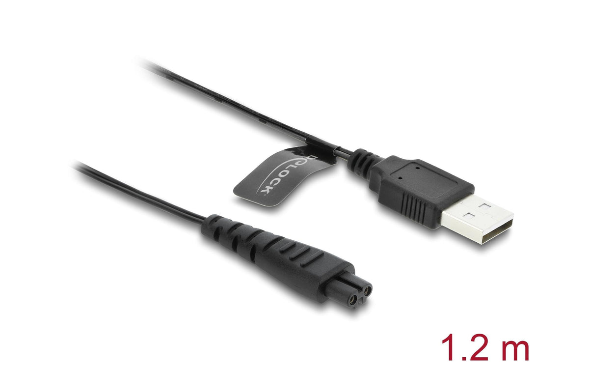 DeLOCK USB-A auf 2-poliges Kabel – USB 2.0 (480 Mbit/s) – 1,2 m – Schwarz – für Remington HC4250 und mehr