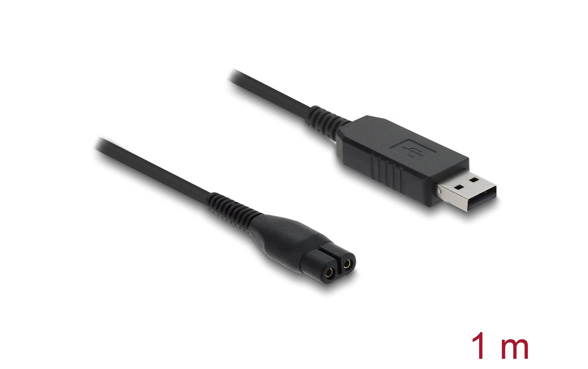 DeLOCK USB-A auf 2-poliges Kabel – USB 2.0 (480 Mbit/s) – 1 m – Schwarz – für Philips OneBlade 360