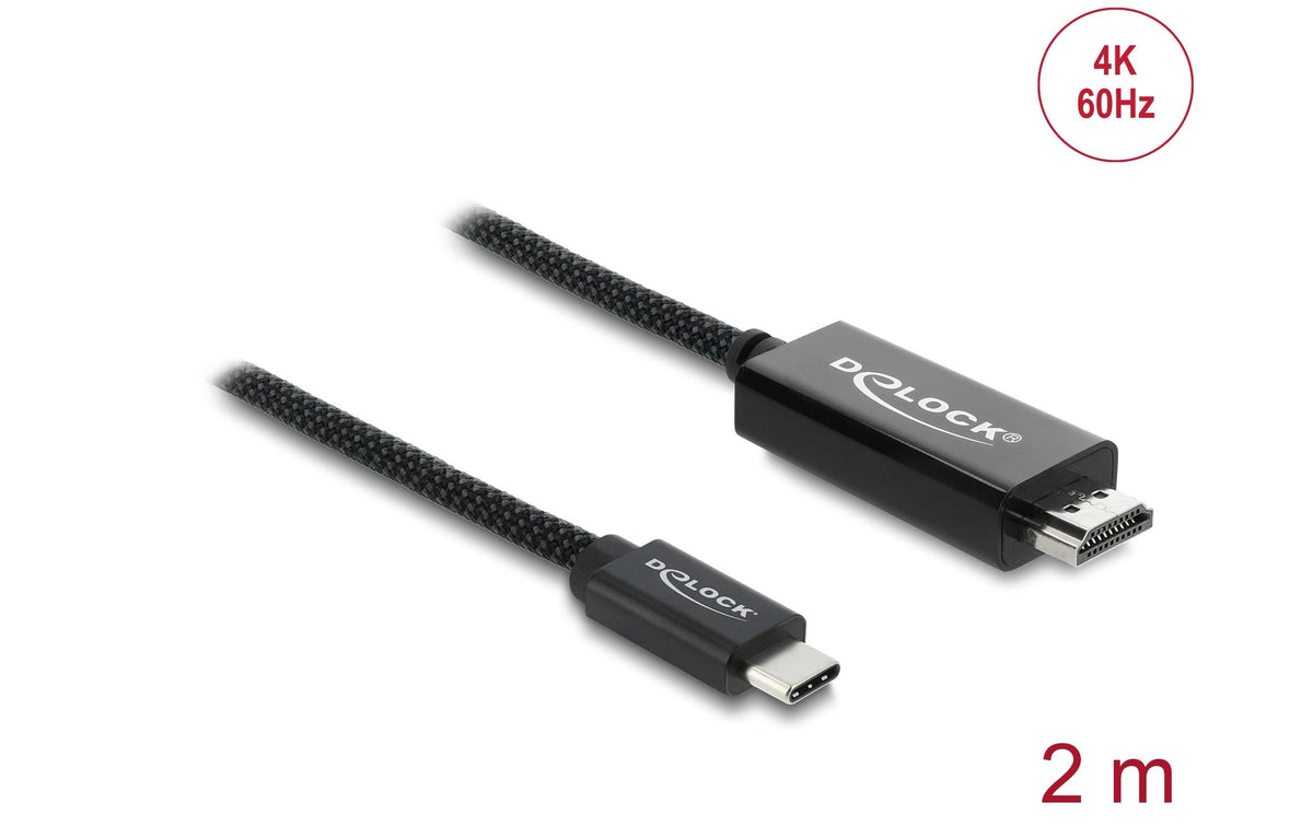 DeLOCK USB-C auf HDMI Kabel 4K 60 Hz – 2 m – für MacBook, Chromebook