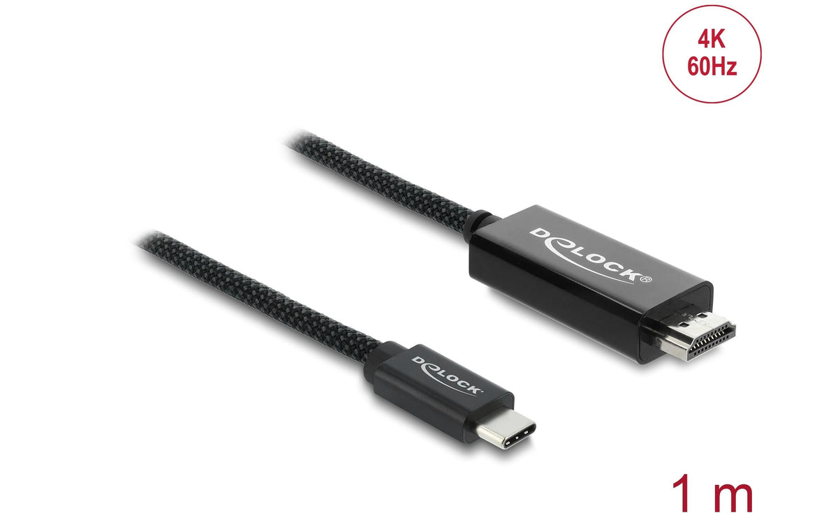 DeLOCK USB-C auf HDMI Kabel 4K 60 Hz – 1 m – geflochten – für MacBook, Chromebook