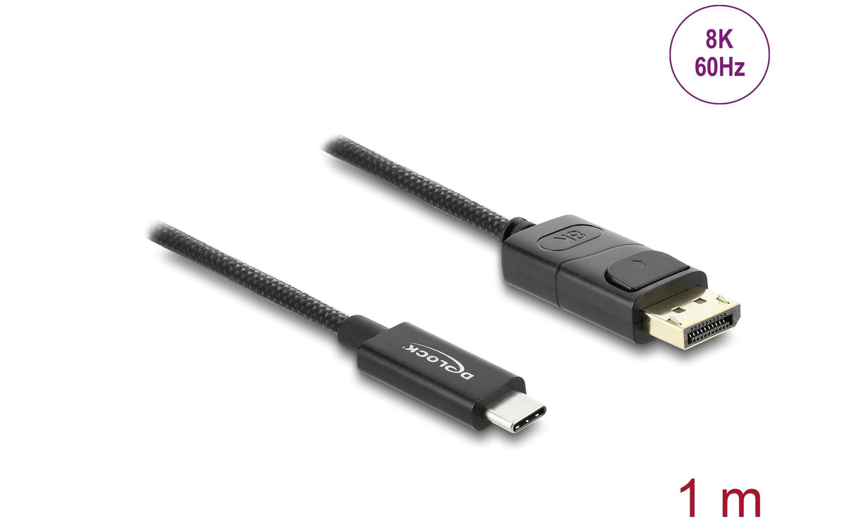 DeLOCK USB-C auf DisplayPort Kabel DP 1.2 4K 60 Hz – 1 m – geflochten – für MacBook, Chromebook