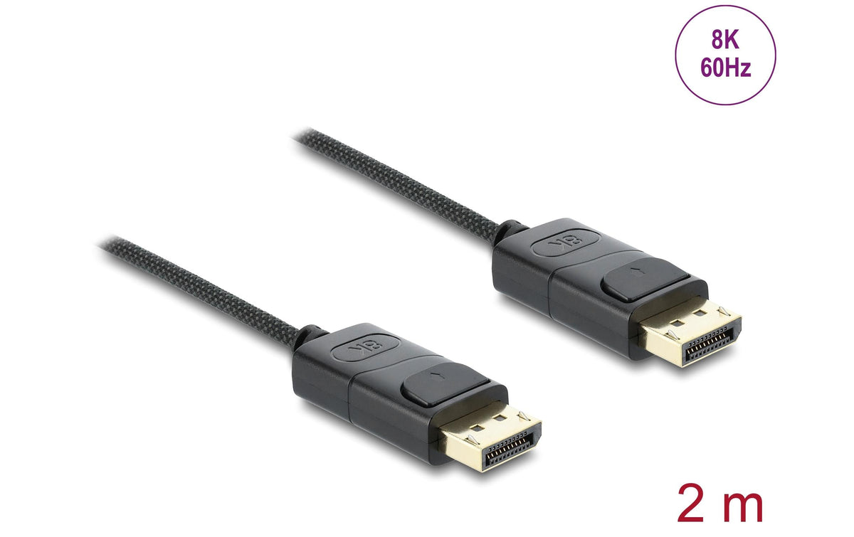 DeLOCK DisplayPort Kabel DP 1.4 8K 60 Hz – 2 m – HDR, geflochten