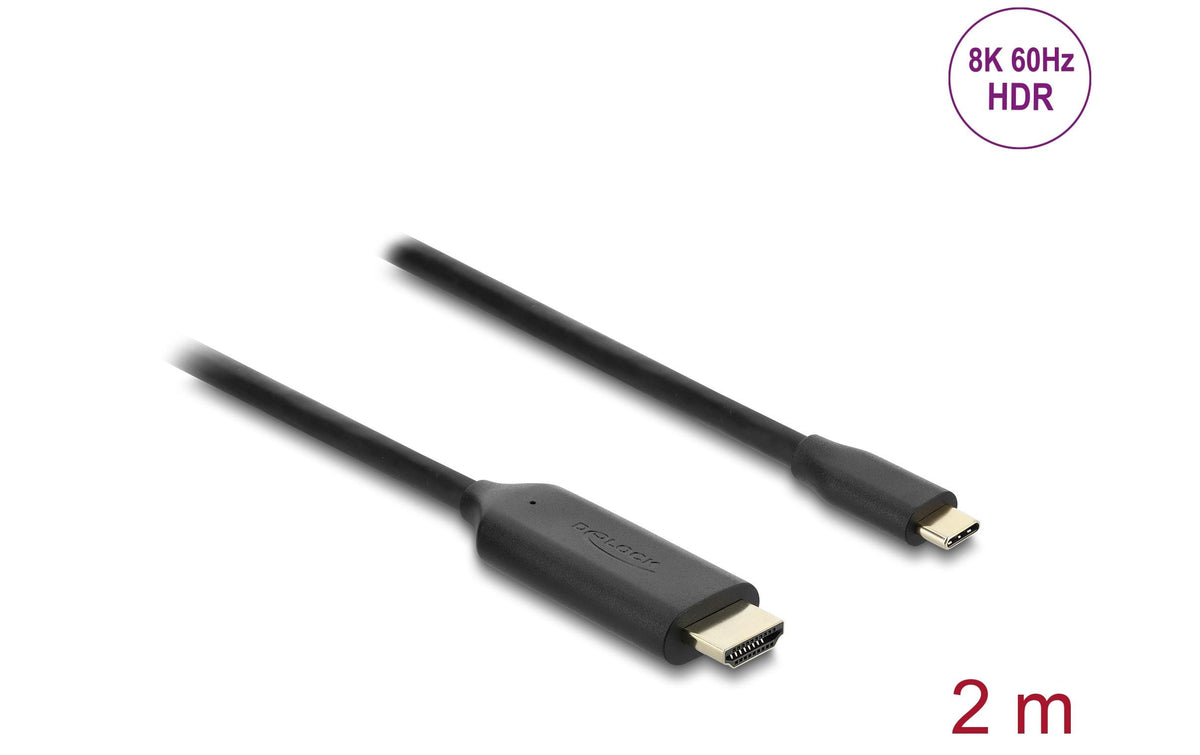 DeLOCK 80599 USB-C zu HDMI Kabel – 8K @ 144 Hz, 2 m, für USB-C (DP Alt Mode) / Thunderbolt 3