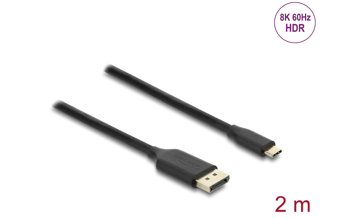 DeLOCK USB-C auf DisplayPort Kabel DP 1.4 8K 60 Hz – 2 m – HDR