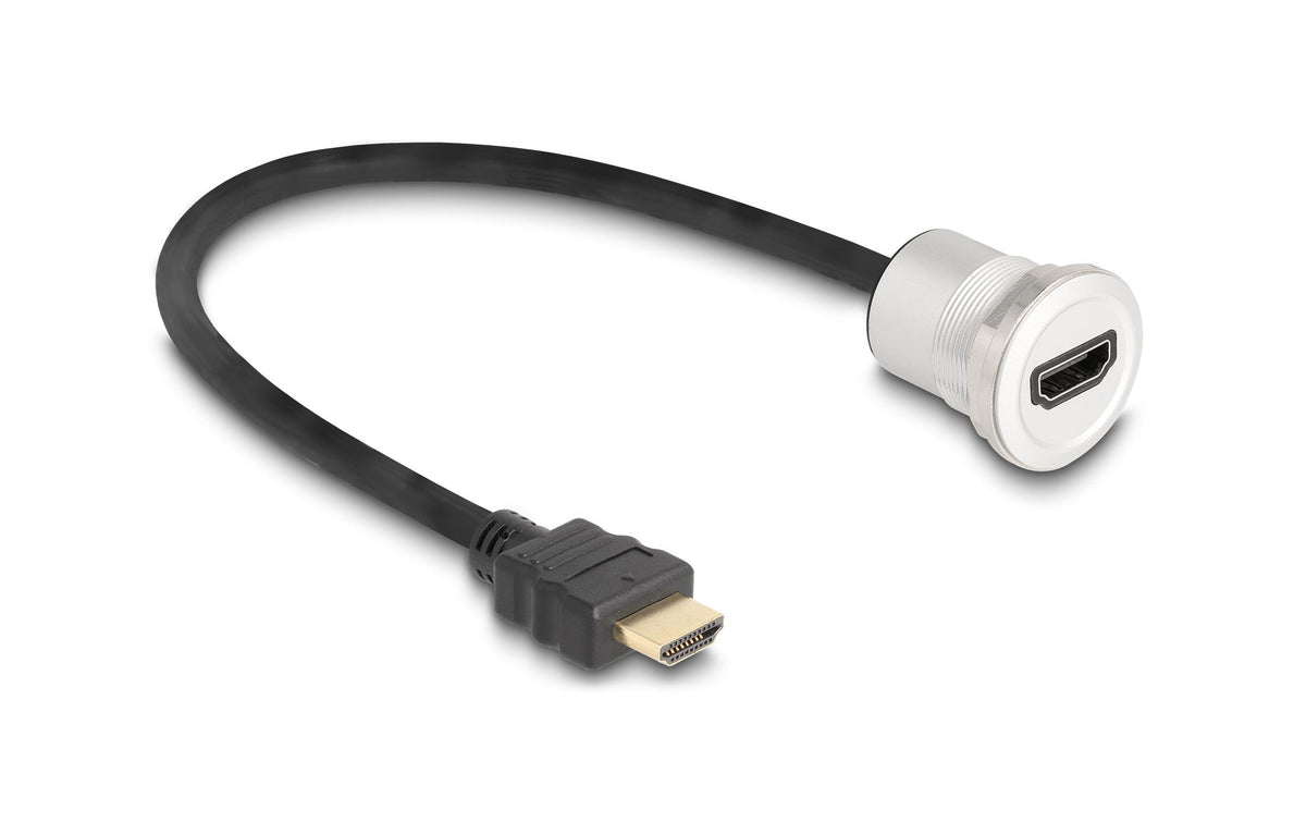 DeLOCK HDMI Verlängerungskabel HDMI 2.1 – 8K 60 Hz – 0,3 m – Schwarz/Silber