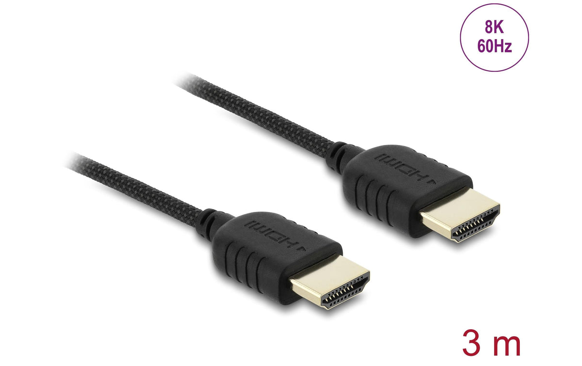 DeLOCK HDMI Kabel (A–A, M–M) HDMI 2.1 8K 60 Hz – 3 m – HDR, ARC