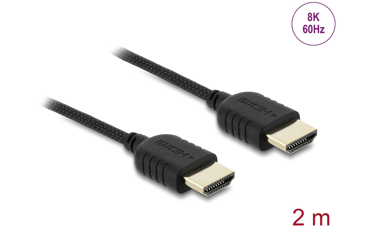 DeLOCK HDMI Kabel HDMI 2.1 8K 60 Hz – 2 m – ARC, geflochten