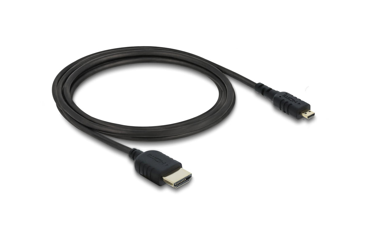DeLOCK Micro-HDMI auf HDMI Kabel HDMI 2.1 8K 60 Hz – 2 m – HDR, ARC