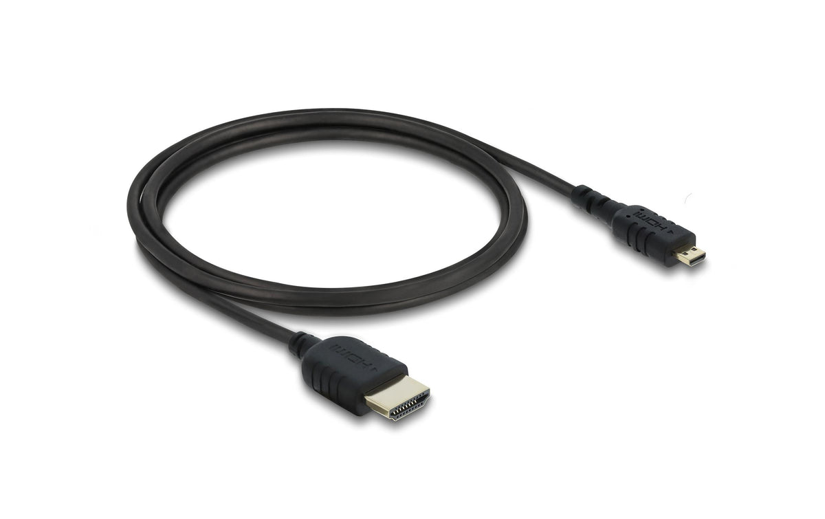 DeLOCK Micro-HDMI auf HDMI Kabel HDMI 2.1 8K 60 Hz – 1 m – HDR, ARC