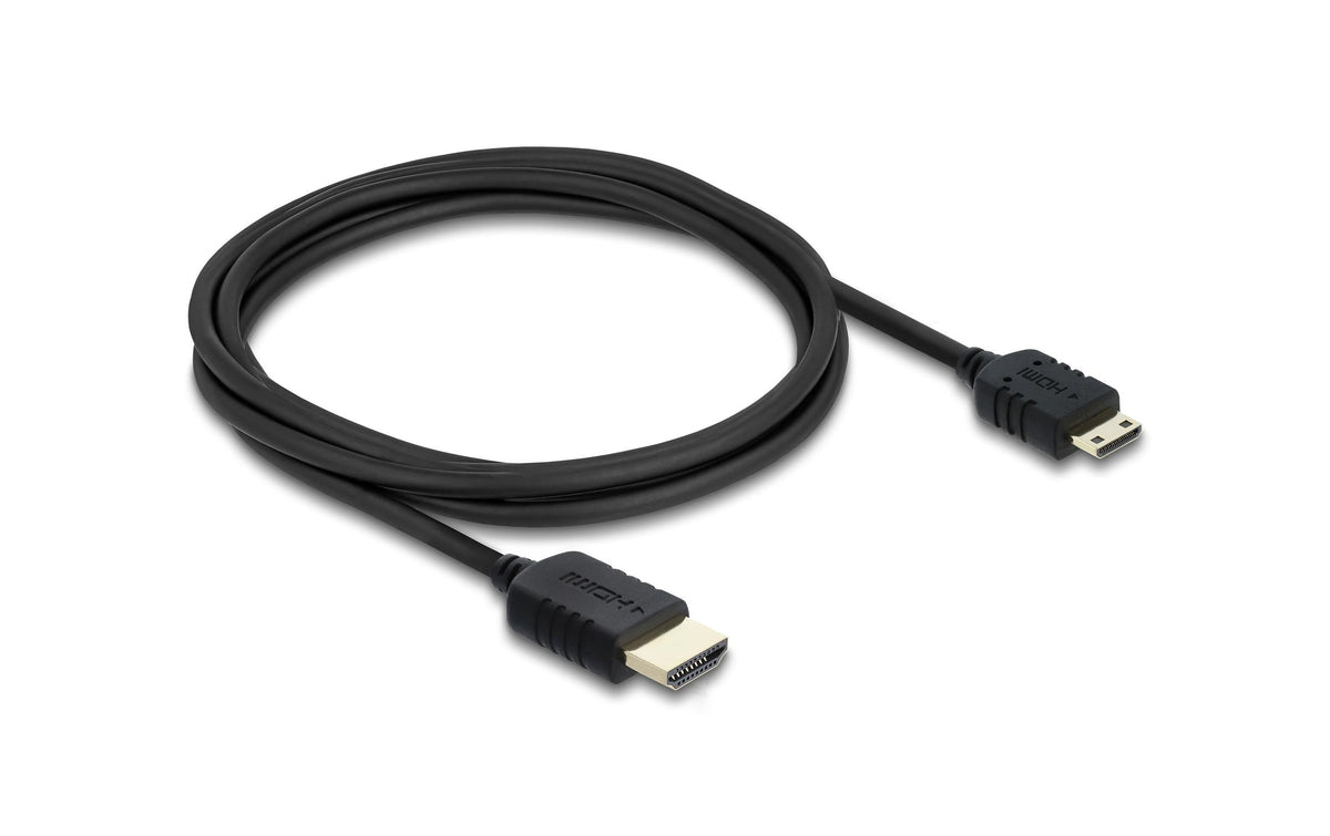 DeLOCK Mini-HDMI auf HDMI Kabel HDMI 2.1 8K 60 Hz – 2 m – HDR, ARC