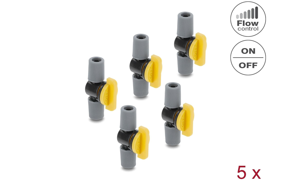 DeLOCK Durchflussregler – Kunststoff, Gelb, Schwarz, 5 Stk., für 4 mm Schlauchanschluss