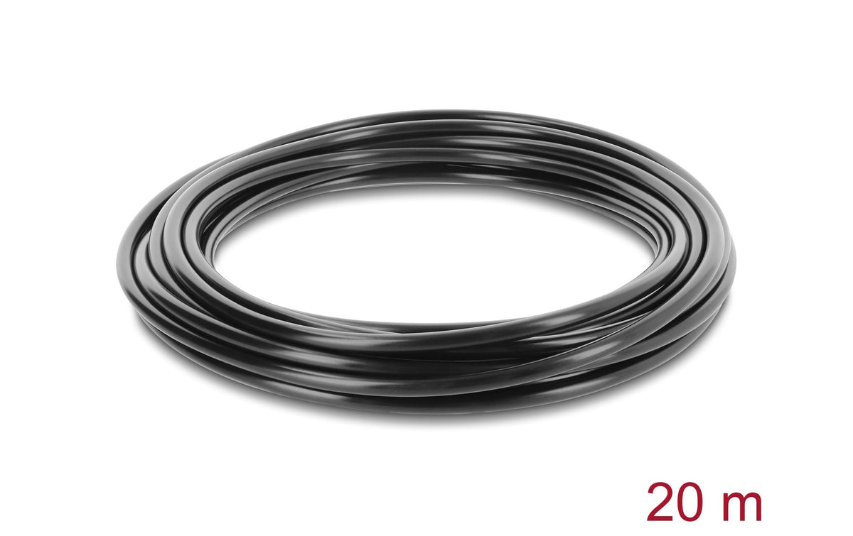 DeLOCK Bewässerungsschlauch – Ø 4,6 mm × 20 m, Polyethylen, Schwarz, für Mikro-Tropf-Systeme
