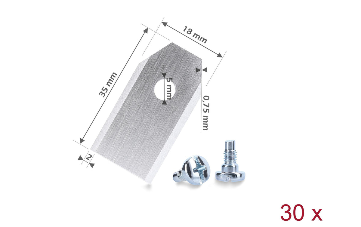 DeLOCK Ersatzklingen 18 × 35 × 0,75 mm – für Husqvarna, Gardena, Segway u. a.