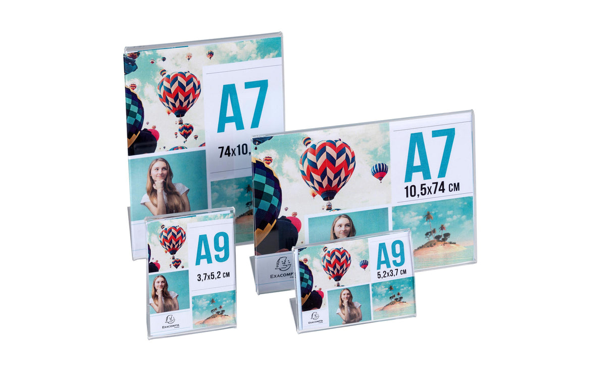 Exacompta Tischaufsteller – für A7 – schräg, transparent, Acryl – 32×105×80 mm – 10 Stk.