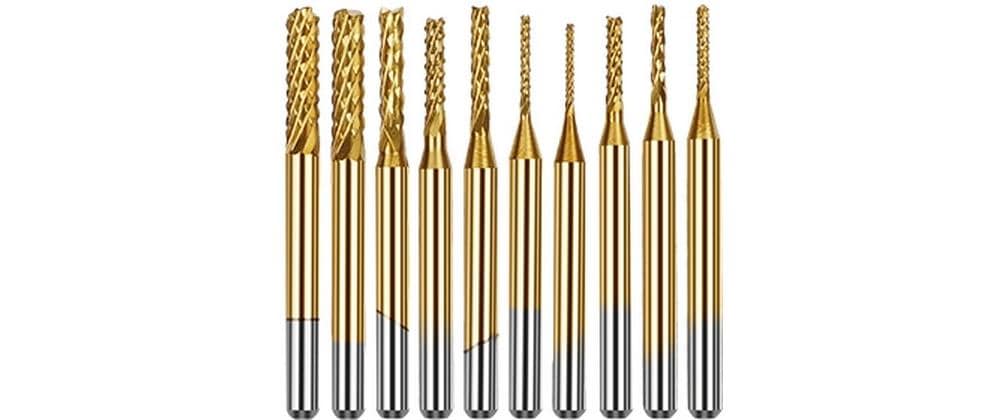 TwoTrees Fräser 0,8–3,175 mm TiN – für Holz – 10-tlg.