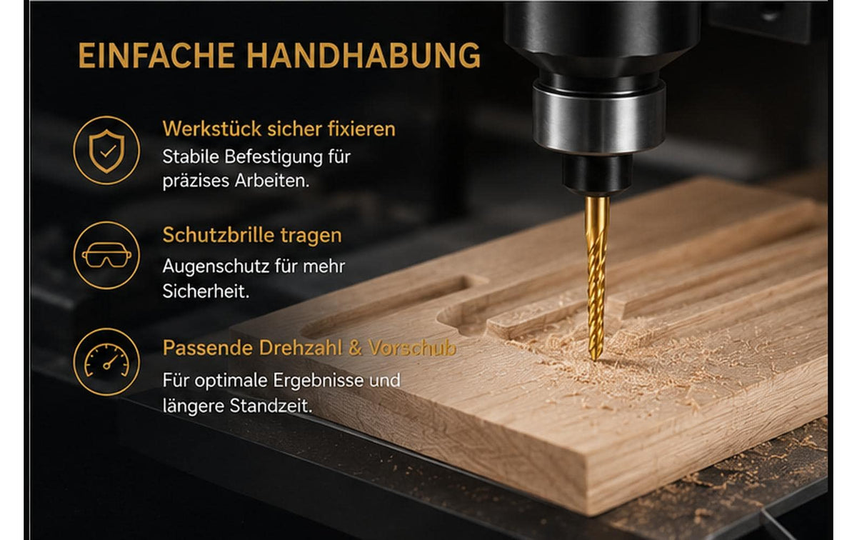 TwoTrees Fräser 0,8–3,175 mm TiN – für Holz – 10-tlg.