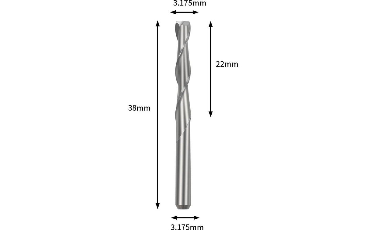 TwoTrees – Spiralfräser Ø 3,175 mm, Länge 130 mm, 10 Stk., für Holz