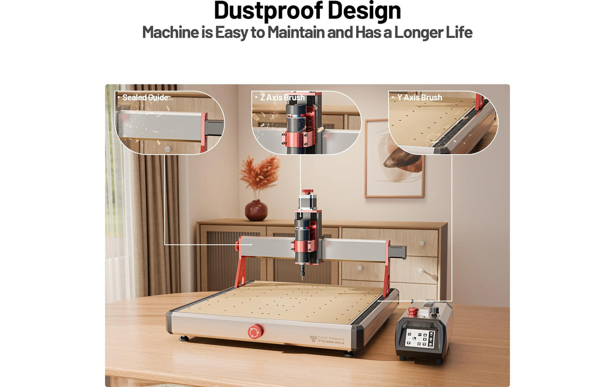 TwoTrees TTC450 Ultra CNC-Fräse – 500 W – Spannzangen – Hubhöhe 100 mm – Staubabsaugvorrichtung