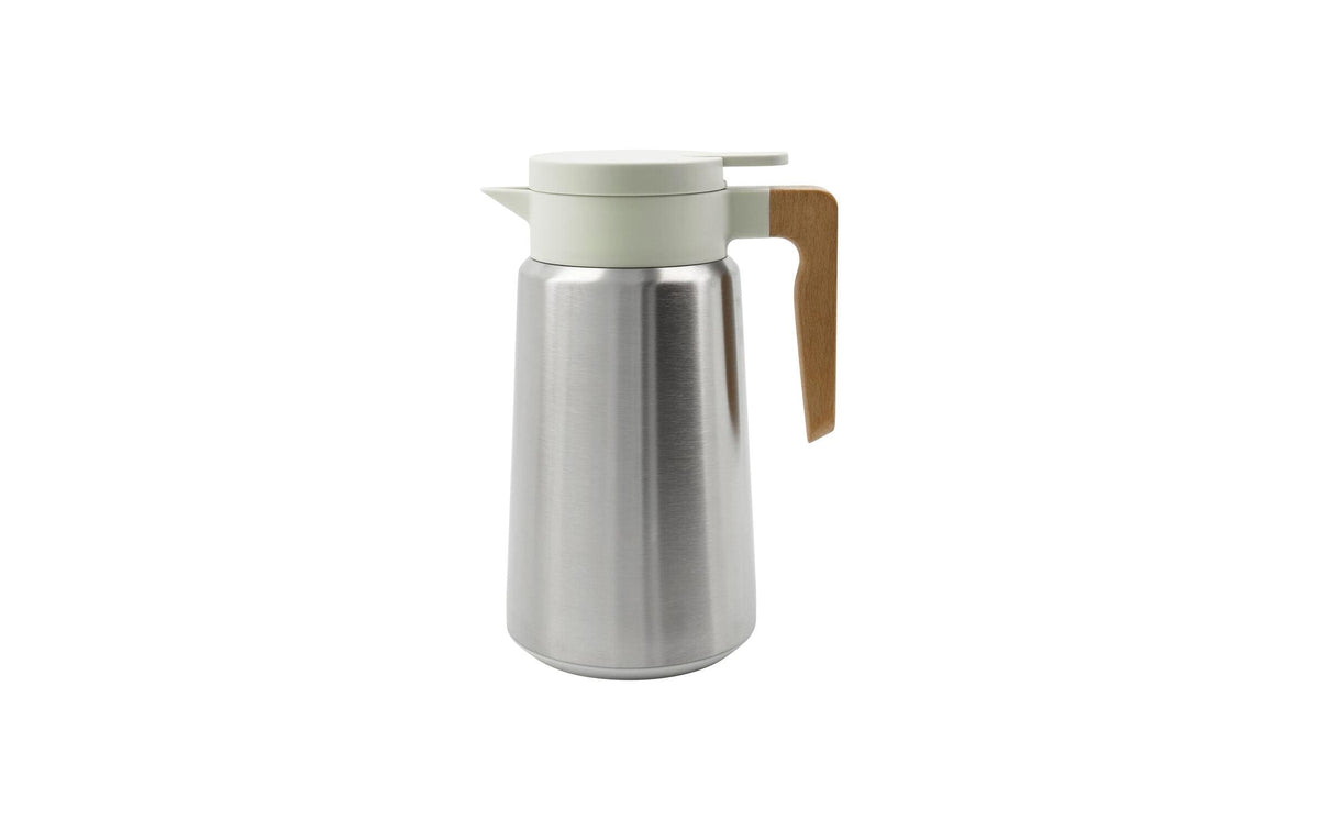 Society of Lifestyle House Doctor Thermoskanne Cole – 1,8 l, Ø 13,5 cm, H 25,8 cm, Edelstahl/Holz/Silikon, Silber