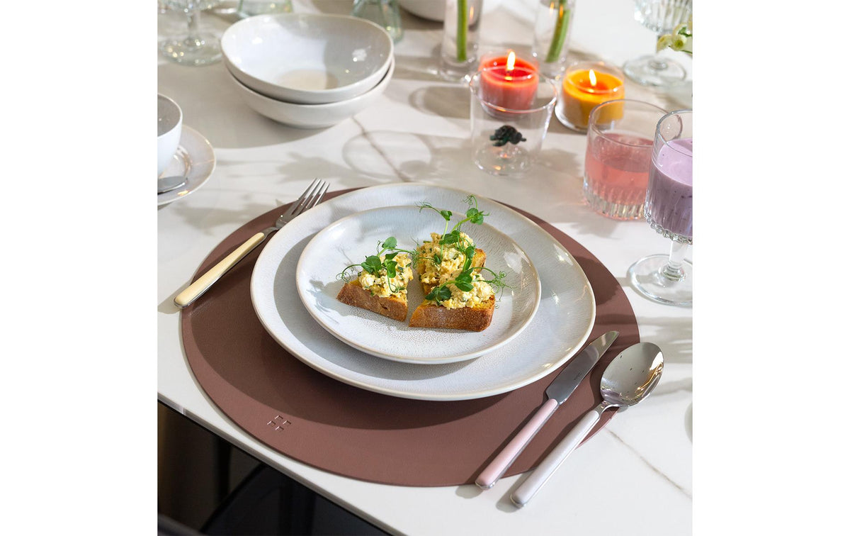 Lunasol Tischset Elements Ambiente – rund, Kunstleder (PU), altrosa, Ø38 cm