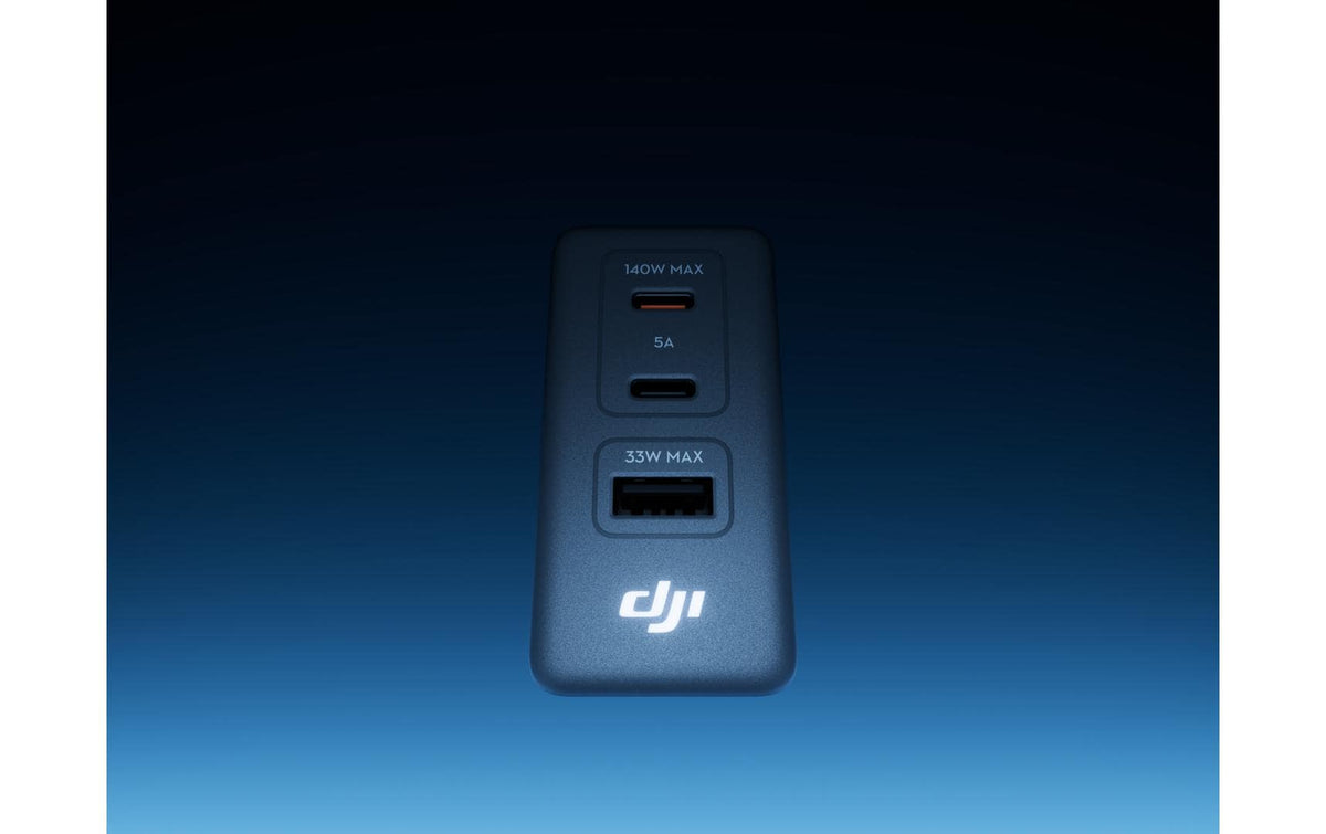 DJI Power USB-Wandladegerät 140 W – USB-C×2, USB-A×1, GaN, EU-Stecker (Typ C)