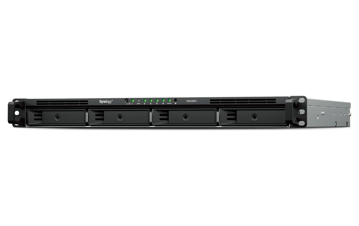 Synology RackStation RS826+ – 4-Bay Rack 1U NAS – AMD Ryzen V1500B, 4 GB RAM, 1GbE, DSM