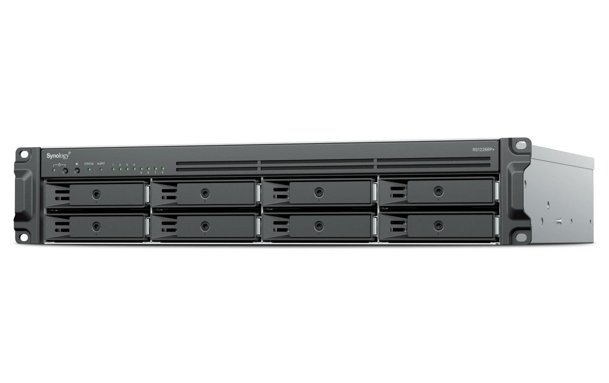Synology RackStation RS1226+ – 8-Bay Rack NAS – AMD Ryzen V1500B, 4 GB RAM, 1GbE, für 2,5"/3,5"/M.2