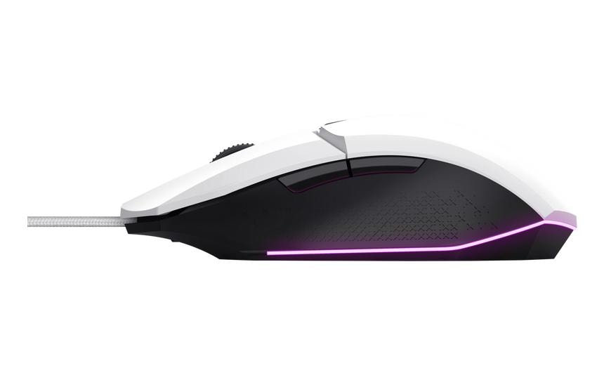 Trust GXT109 Felox – Gaming-Maus – Kabelgebunden (USB‑A), 6400 DPI, RGB-Beleuchtung, rechts, Weiss, Schwarz