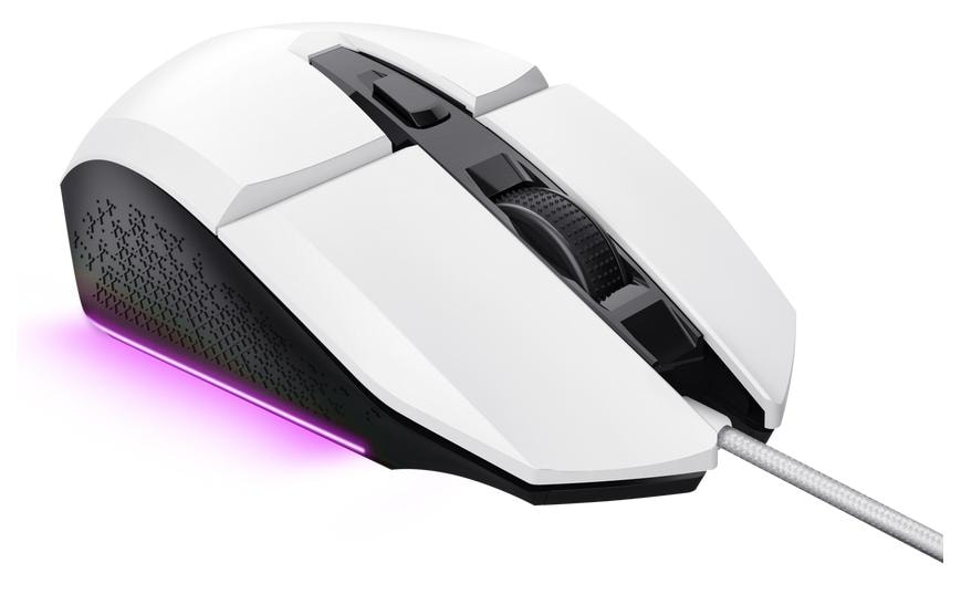 Trust GXT109 Felox – Gaming-Maus – Kabelgebunden (USB‑A), 6400 DPI, RGB-Beleuchtung, rechts, Weiss, Schwarz