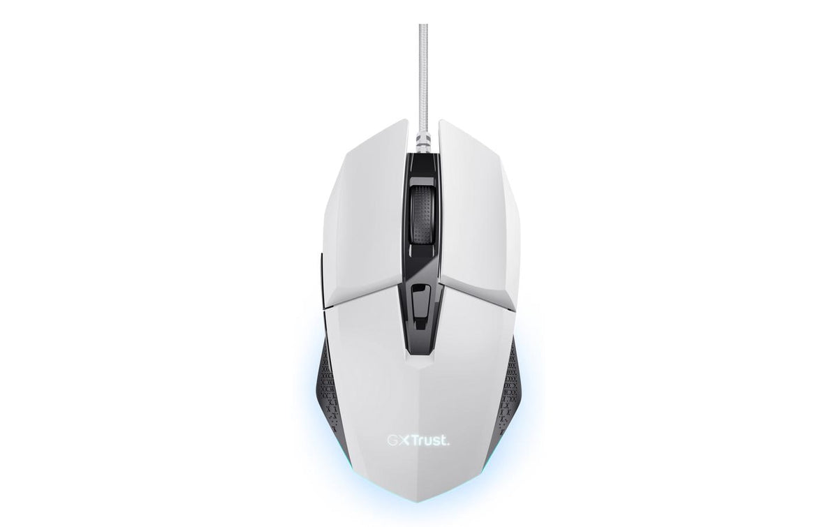 Trust GXT109 Felox – Gaming-Maus – Kabelgebunden (USB‑A), 6400 DPI, RGB-Beleuchtung, rechts, Weiss, Schwarz