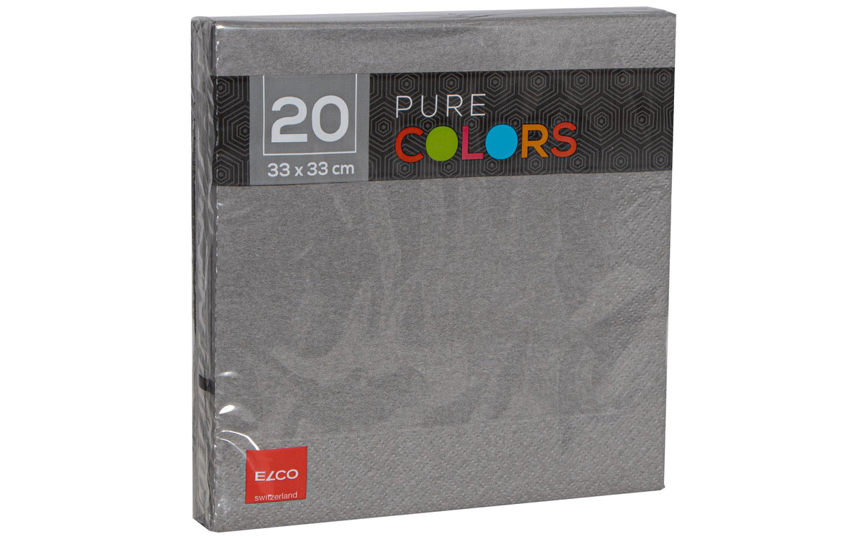 Elco Servietten – grau – 24 × 24 cm, 3-lagig – 20 Stück