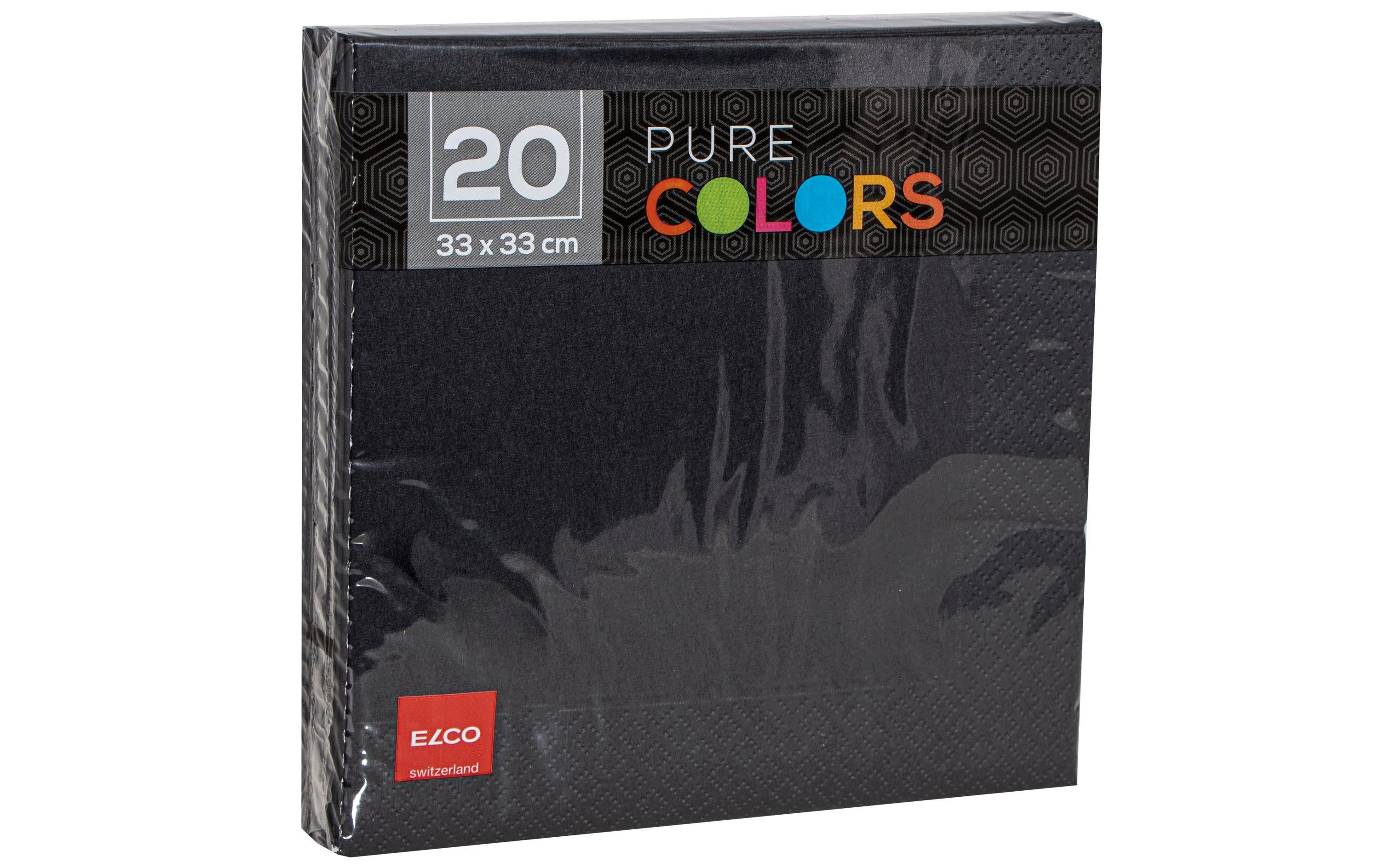 Elco Servietten schwarz – 24 × 24 cm, 3-lagig – 20 Stück