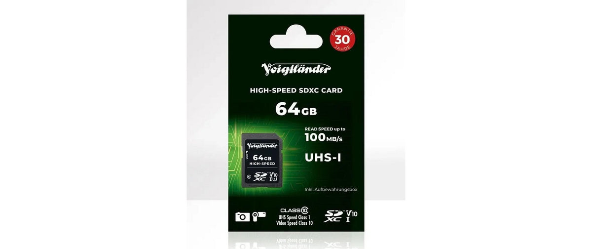 Voigtländer SDXC 64 GB – UHS-I, Klasse 10, U1, V10, 100/15 MB/s, 1 Stück