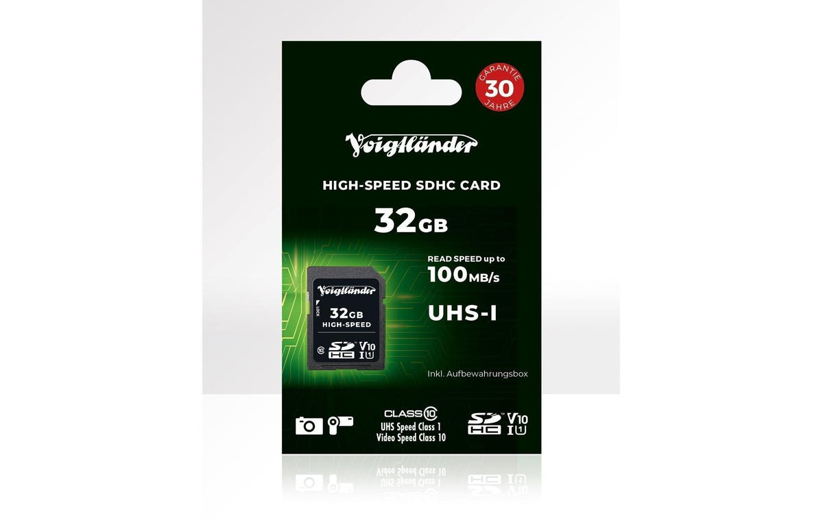 Voigtländer SDHC 32 GB – UHS-I, Klasse 10, U1, V10, 100/15 MB/s