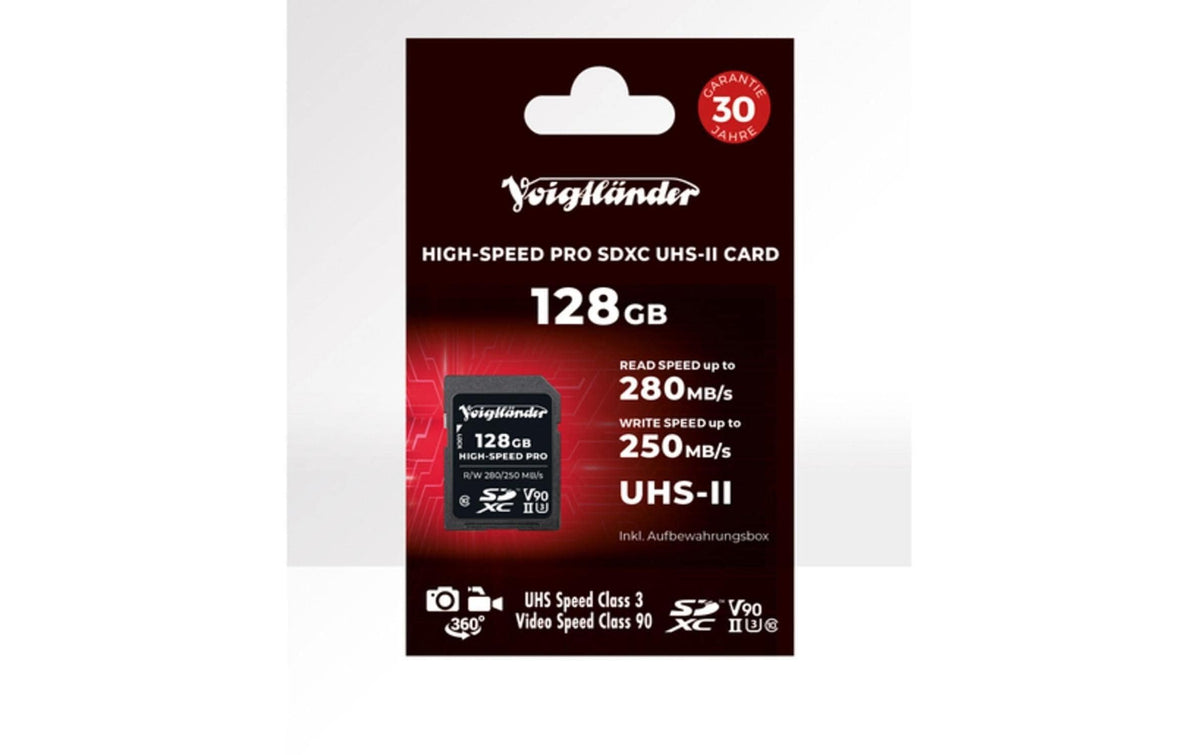 Voigtländer Professional SDXC 128 GB – UHS-II, Klasse 10, U3, V90, 280/170 MB/s