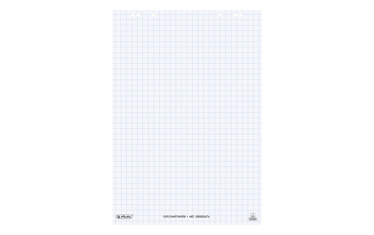 Herlitz Flipchartblock kariert 25 mm – 65 × 98 cm, 20 Blatt, 80 g/m²