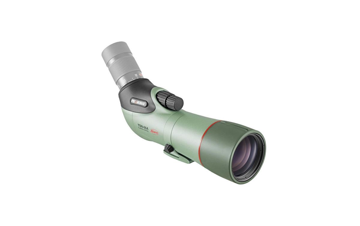 Kowa TSN-66A – 66 mm Objektivdurchmesser, 365 mm Länge, 1'500 g, 45° gewinkelt, wasserfest, grün